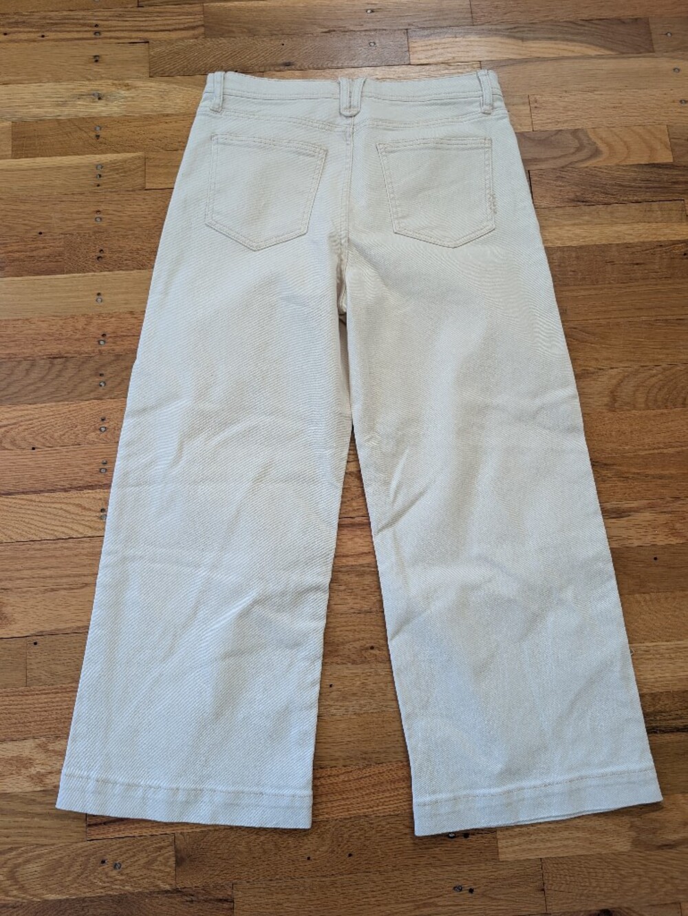NWOT Scotch & Soda The Wave Button-Fly High Waist Crop Wide Leg Jeans in Cream - Picture 7 of 7